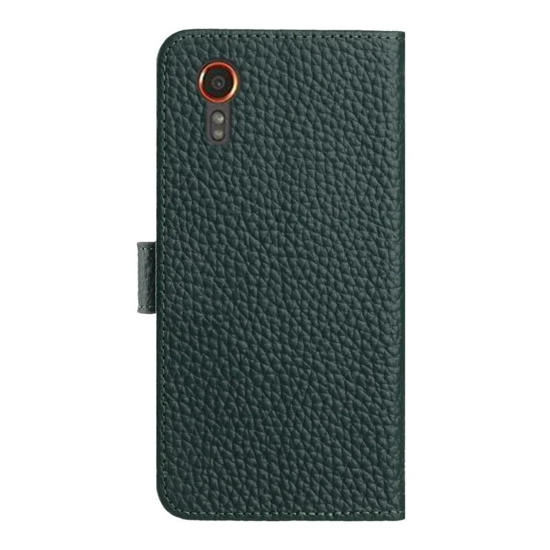 Étui Portefeuille pour Samsung Galaxy Xcover7 avec Support, Texture de Cuir de Vache Véritable, Rabat de Protection - Vert