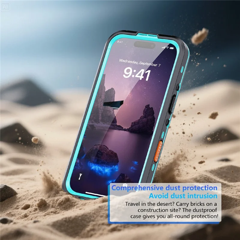 SHELLBOX Dot+ Serie Handyhülle für iPhone 17 kompatibel mit MagSafe, Durchsichtige Rückseite, IP68 Wasserdichte Schutzhülle - Blau