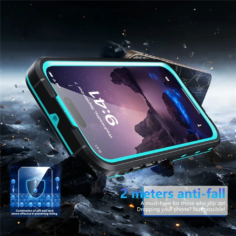 SHELLBOX Dot+ Serie Handyhülle für iPhone 17 kompatibel mit MagSafe, Durchsichtige Rückseite, IP68 Wasserdichte Schutzhülle - Blau