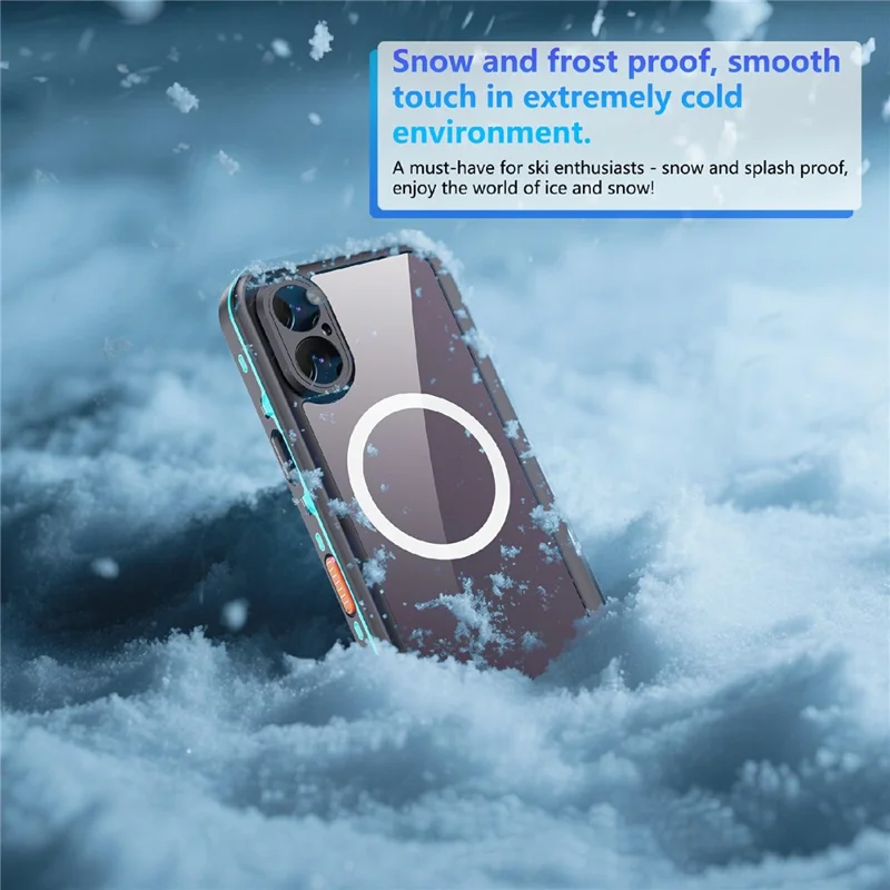 SHELLBOX Dot+ Serie Handyhülle für iPhone 17 kompatibel mit MagSafe, Durchsichtige Rückseite, IP68 Wasserdichte Schutzhülle - Blau