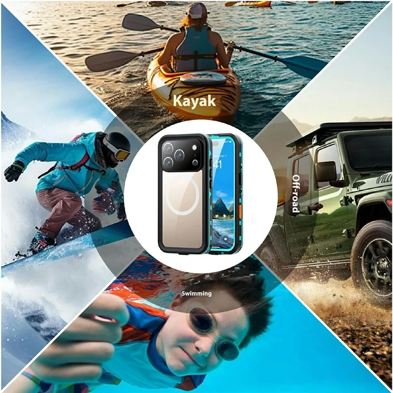 SHELLBOX Dot+ Series Funda para iPhone 17 Pro Compatible con MagSafe Tapa trasera transparente IP68 Impermeable - Azul