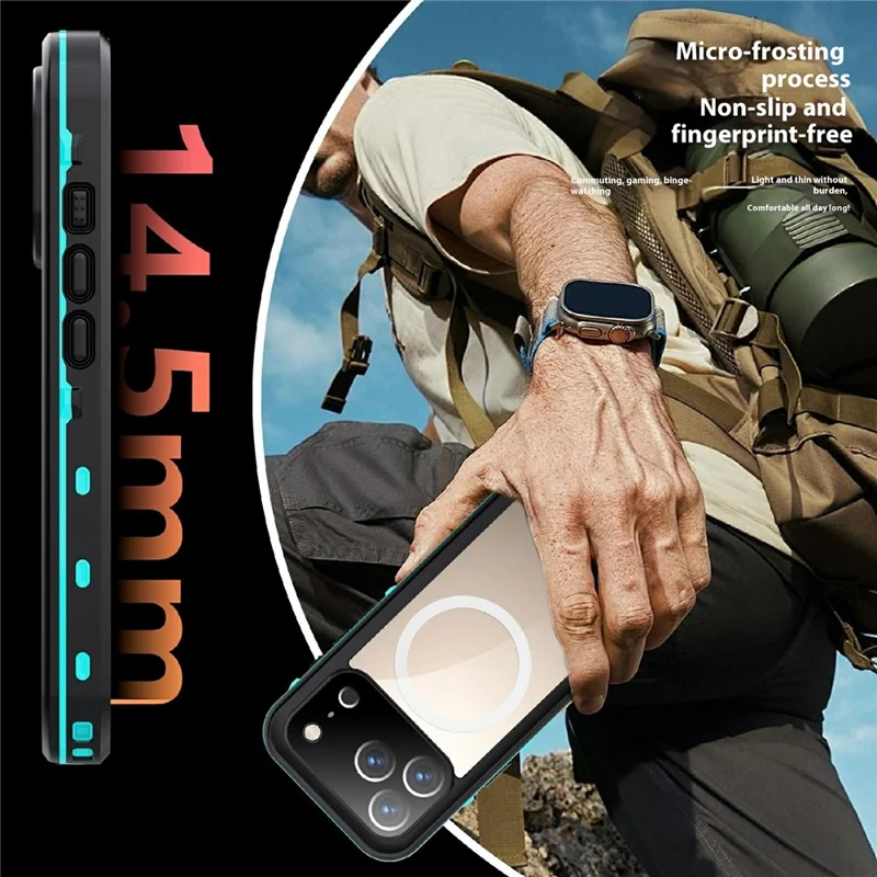 SHELLBOX Dot+ Series Funda para iPhone 17 Pro Compatible con MagSafe Tapa trasera transparente IP68 Impermeable - Azul