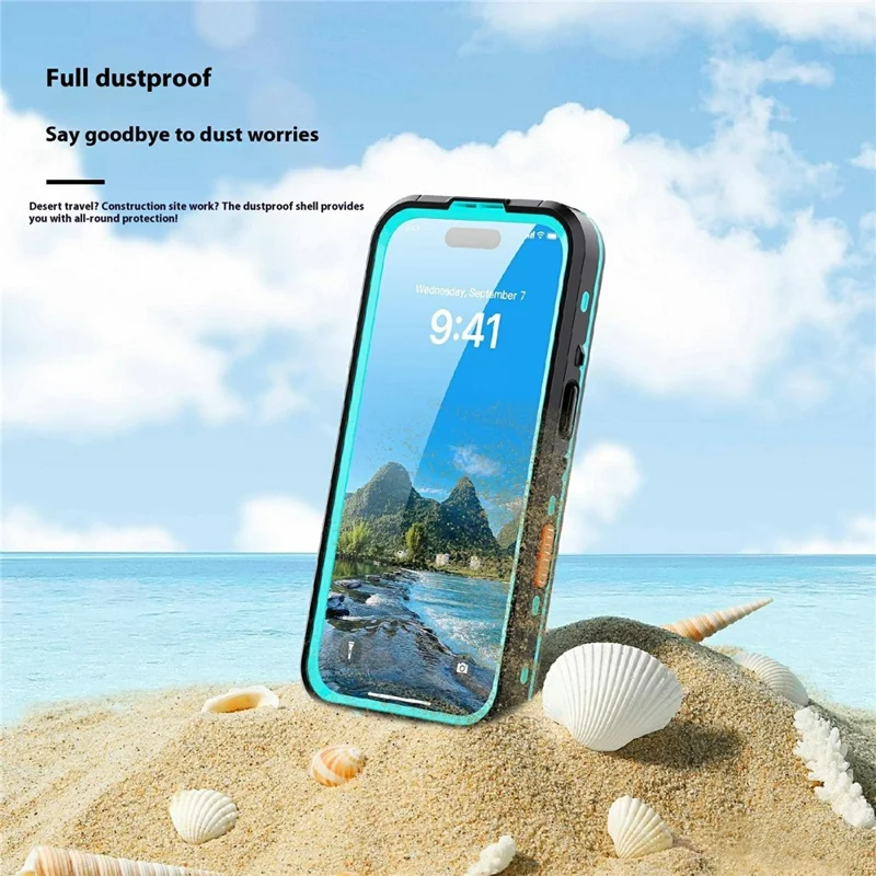 SHELLBOX Dot+ Series Funda para iPhone 17 Pro Compatible con MagSafe Tapa trasera transparente IP68 Impermeable - Azul