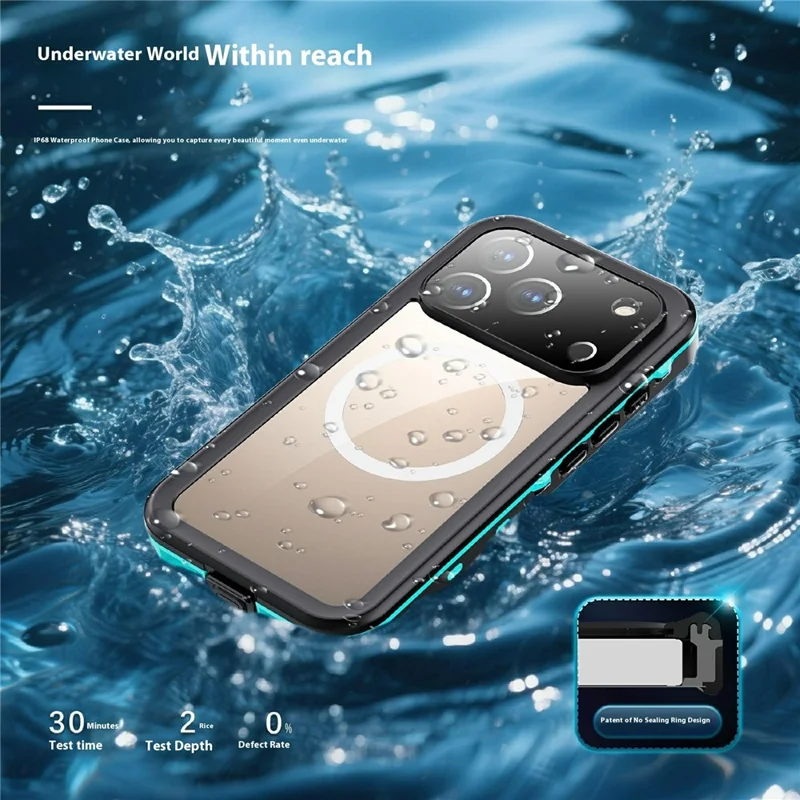 SHELLBOX Dot+ Series Funda para iPhone 17 Pro Compatible con MagSafe Tapa trasera transparente IP68 Impermeable - Azul