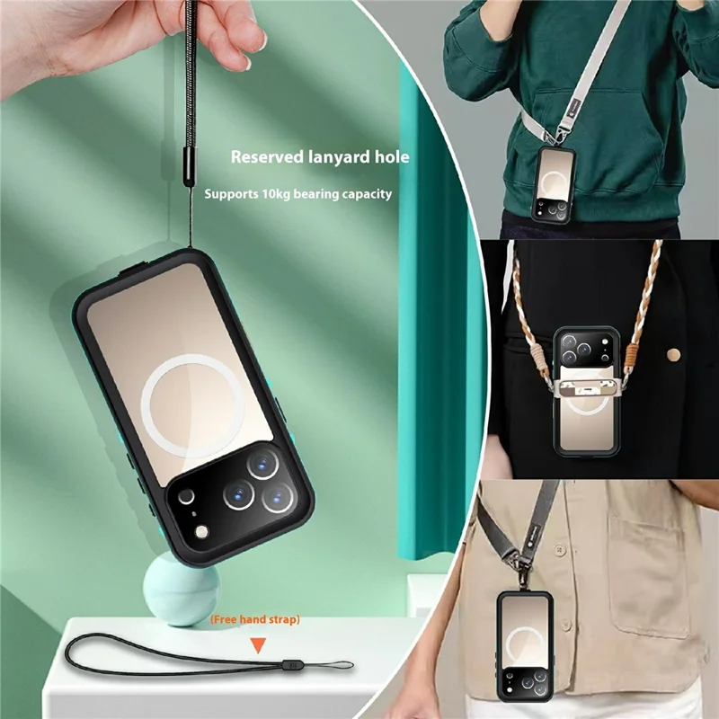 SHELLBOX Dot+ Series Funda para iPhone 17 Pro Compatible con MagSafe Tapa trasera transparente IP68 Impermeable - Azul