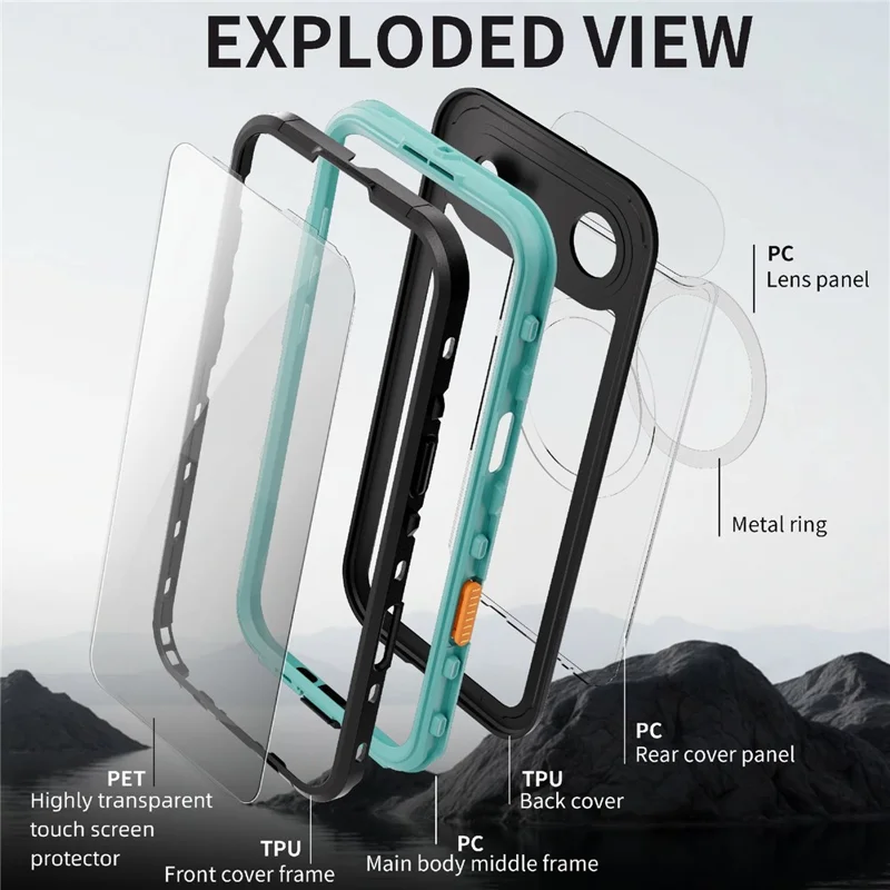 SHELLBOX Dot+ Série Pour iPhone 17 Coque de Téléphone Transparente Compatible avec MagSafe Étanche IP68 - Noir
