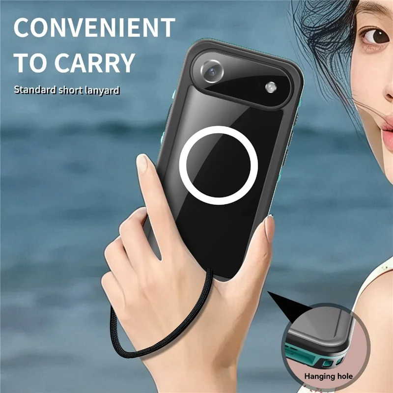 SHELLBOX Dot+ Series For iPhone Air Phone Case Compatible with MagSafe Clear Back IP68 Waterproof Cover - Blue