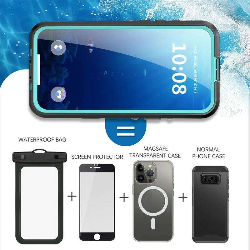 SHELLBOX Dot+ Serie für iPhone 17 Pro Max Handyhülle, kompatibel mit MagSafe, Transparente Rückseite, IP68 Wasserdichte Schutzhülle - Blau