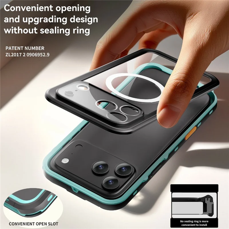 SHELLBOX Dot+ Serie für iPhone 17 Pro Max Handyhülle, kompatibel mit MagSafe, Transparente Rückseite, IP68 Wasserdichte Schutzhülle - Blau