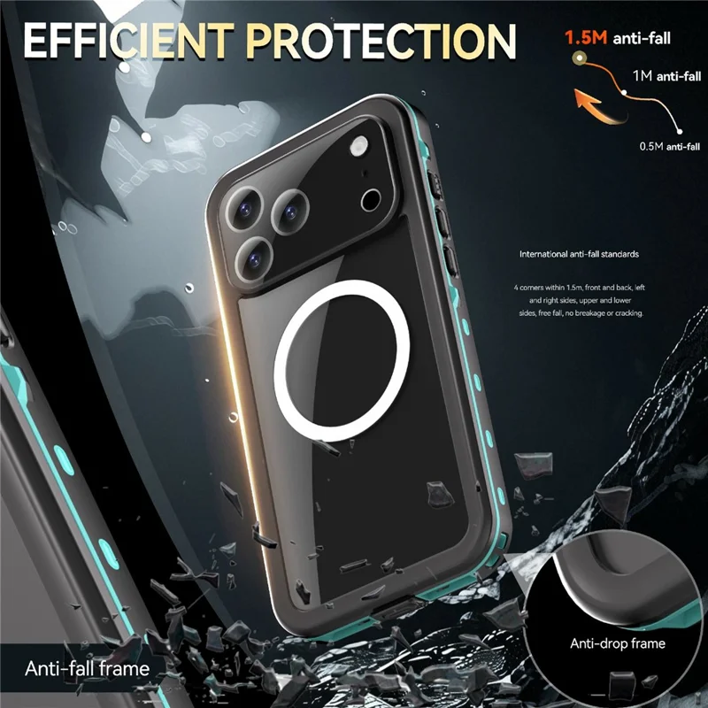SHELLBOX Dot+ Serie für iPhone 17 Pro Max Handyhülle, kompatibel mit MagSafe, Transparente Rückseite, IP68 Wasserdichte Schutzhülle - Blau