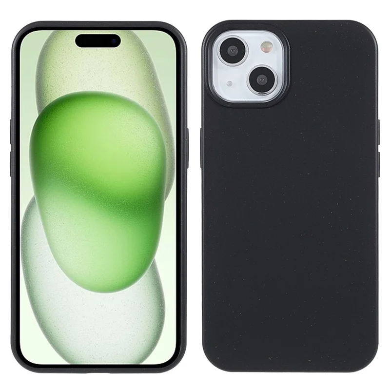 Compra em Massa de Capa para iPhone 15 Plus Biodegradável de Palha de Trigo + TPU Capa de Telefone Ecológica - Preta