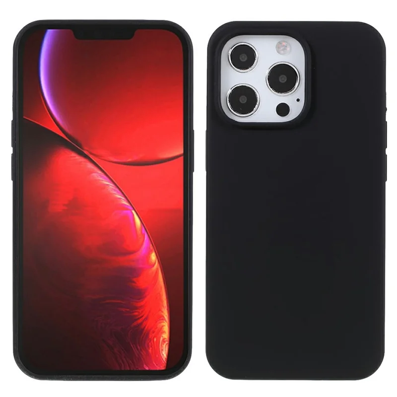 For iPhone 15 Pro Max Case Solid Silicone Shockproof Phone Back Cover - Black