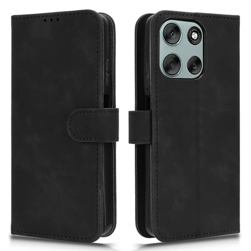 Per Motorola Moto G56 5G Custodia in pelle Sensazione di pelle Antiurto Portafoglio Flip Cover per telefono - Nero