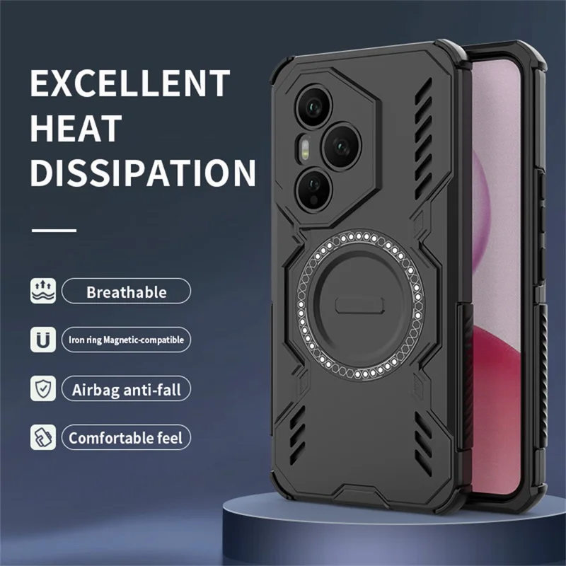 Funda For Honor 400 Pro 5G (Global) Magnética Mariposa Armor Hueca Disipación de Calor PC + TPU - Negro