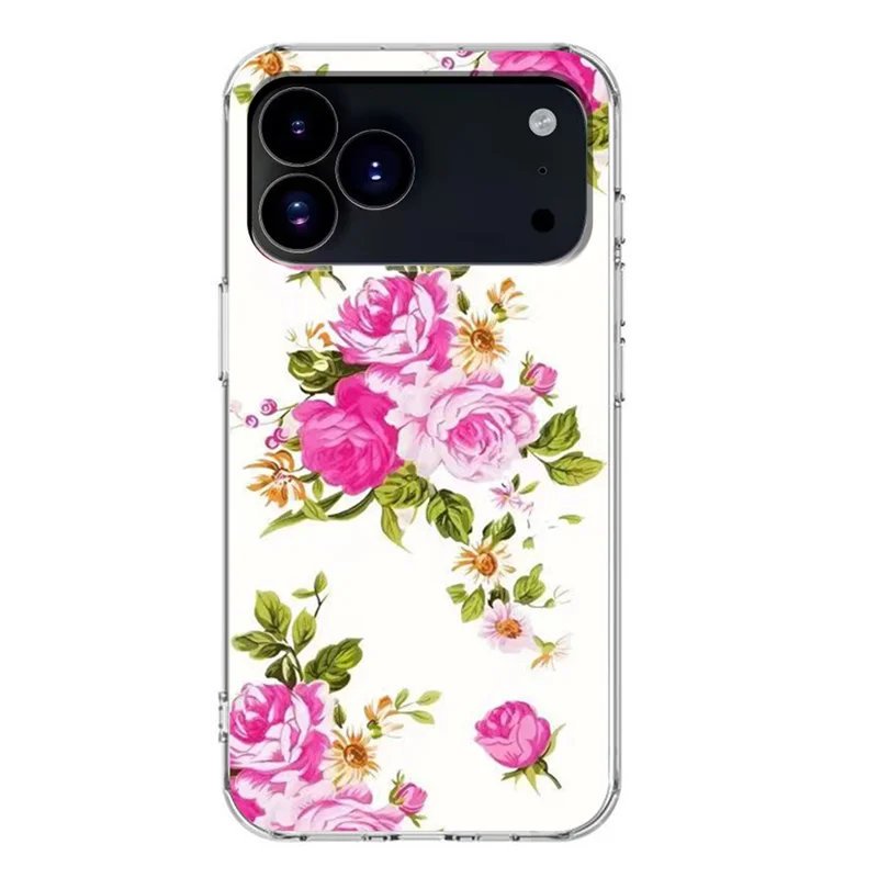For iPhone 17 Pro Case Pattern Printing Cell Phone TPU Back Cover - Rose Flower