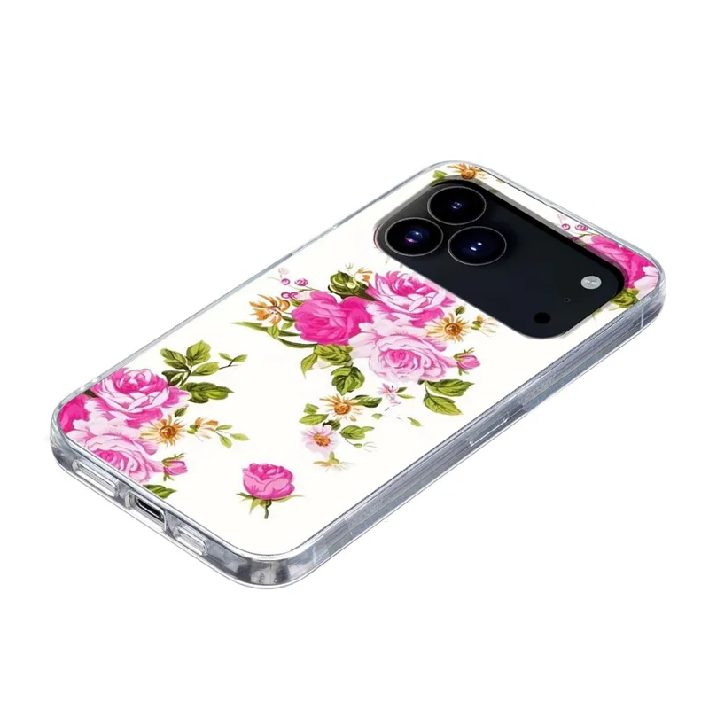 For iPhone 17 Pro Case Pattern Printing Cell Phone TPU Back Cover - Rose Flower
