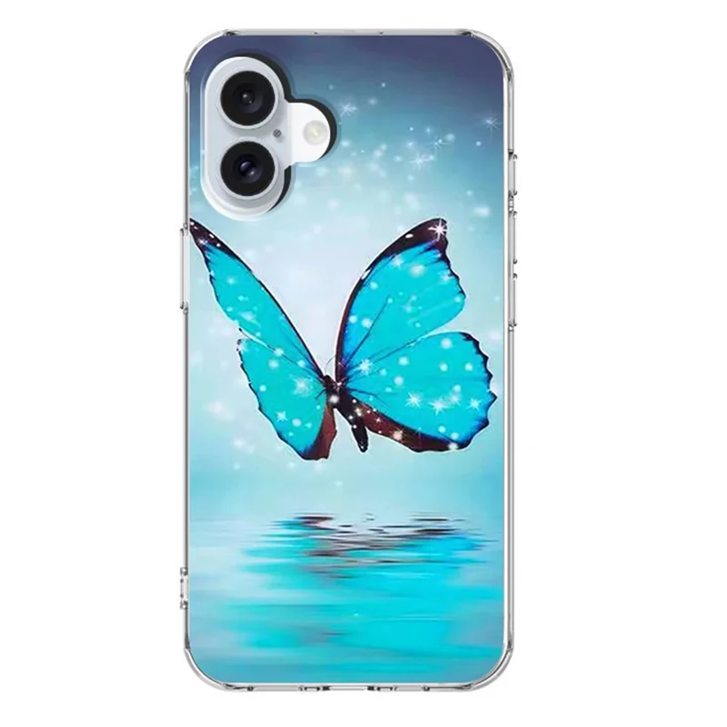 For iPhone 17 Case Pattern Printing Cell Phone TPU Back Cover - Blue Butterfly