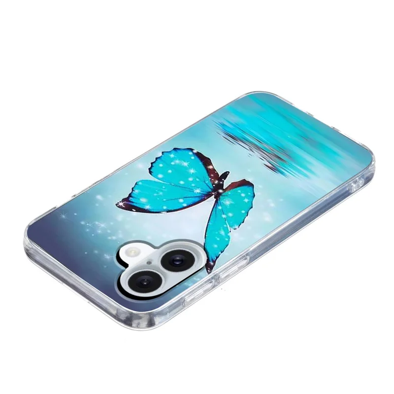 For iPhone 17 Case Pattern Printing Cell Phone TPU Back Cover - Blue Butterfly