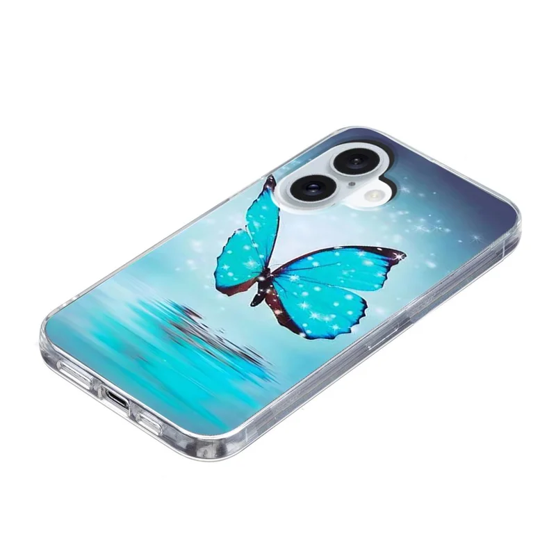 For iPhone 17 Case Pattern Printing Cell Phone TPU Back Cover - Blue Butterfly