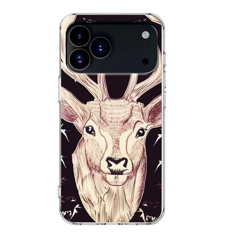 Für iPhone 17 Pro Max Hülle mit Muster-Druck Handy TPU Rückseite - Hirschkopf