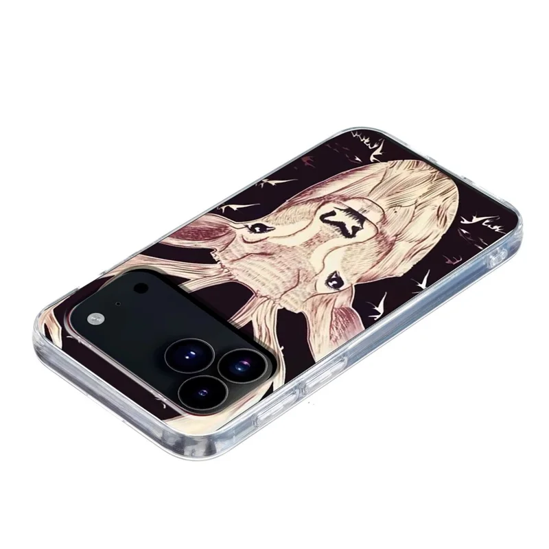 Für iPhone 17 Pro Max Hülle mit Muster-Druck Handy TPU Rückseite - Hirschkopf