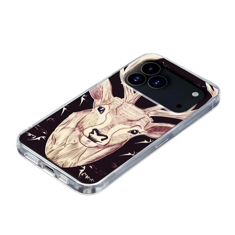 Für iPhone 17 Pro Max Hülle mit Muster-Druck Handy TPU Rückseite - Hirschkopf