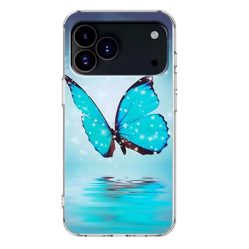 For iPhone 18 Pro Max / 17 Pro Max Case Pattern Printing Cell Phone TPU Back Cover - Blue Butterfly