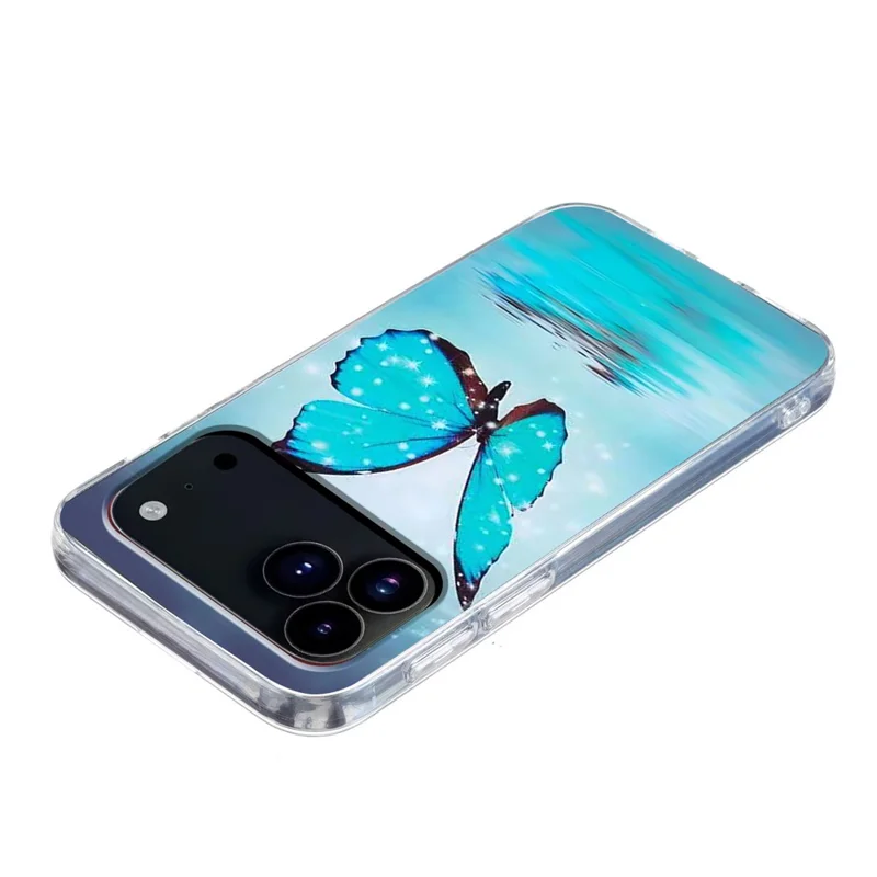 For iPhone 18 Pro Max / 17 Pro Max Case Pattern Printing Cell Phone TPU Back Cover - Blue Butterfly
