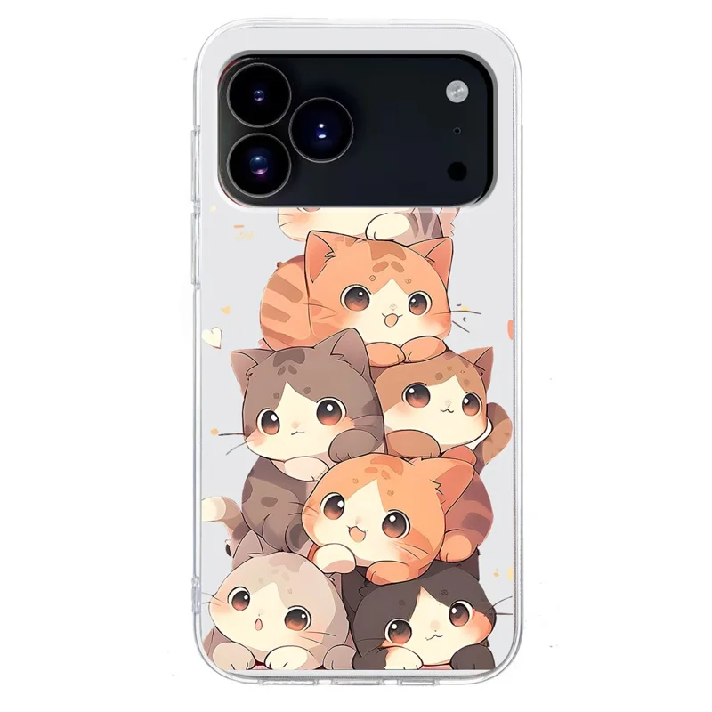 For iPhone 17 Pro Case Pattern Printing Shockproof Soft TPU Phone Cover - Multiple Kittens