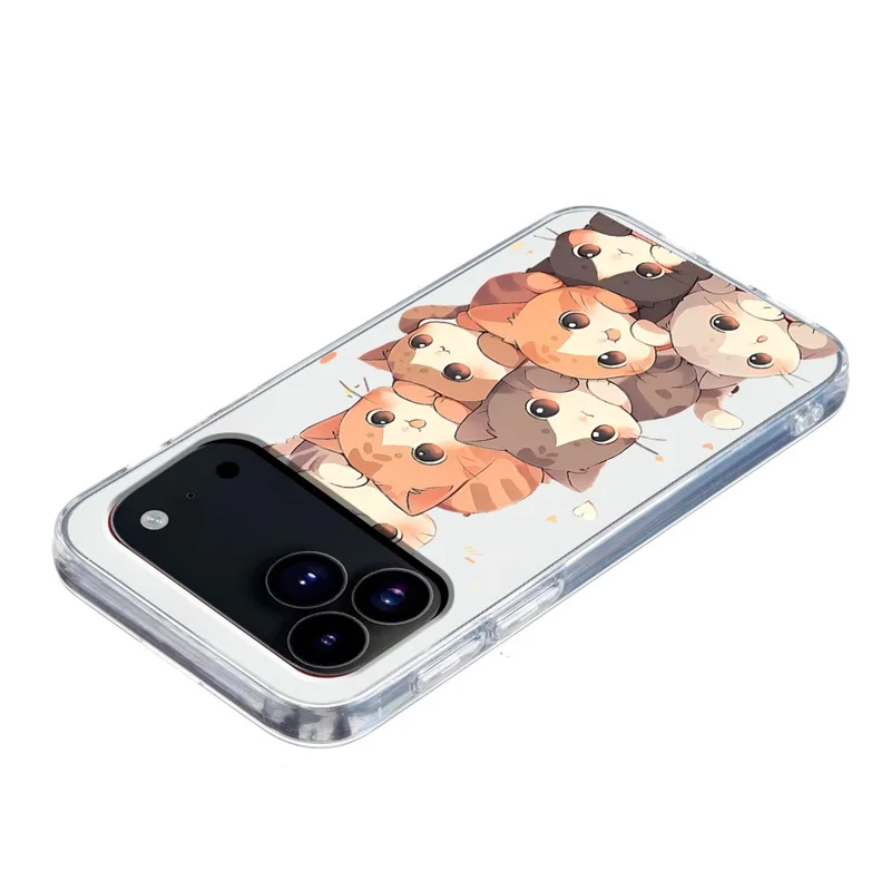 For iPhone 17 Pro Case Pattern Printing Shockproof Soft TPU Phone Cover - Multiple Kittens