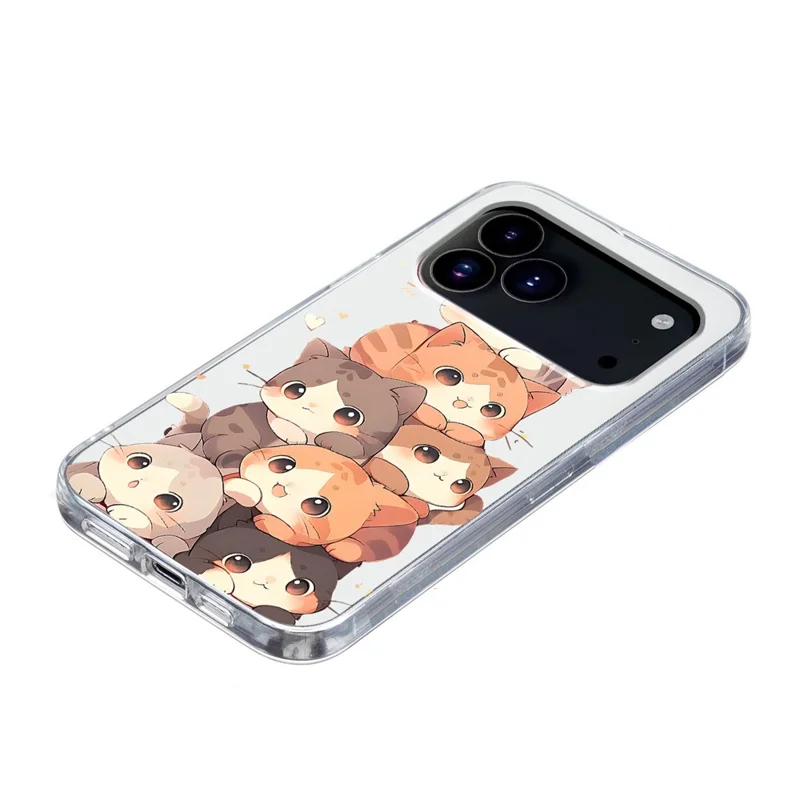 For iPhone 17 Pro Case Pattern Printing Shockproof Soft TPU Phone Cover - Multiple Kittens