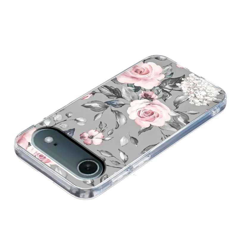 For iPhone Air Case Pattern Printing Shockproof Soft TPU Phone Cover - Grey Background Flowers