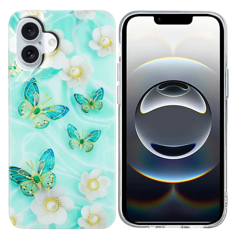 For iPhone 17 Case Soft TPU Phone Back Cover Pattern Printing - Butterfly Flower