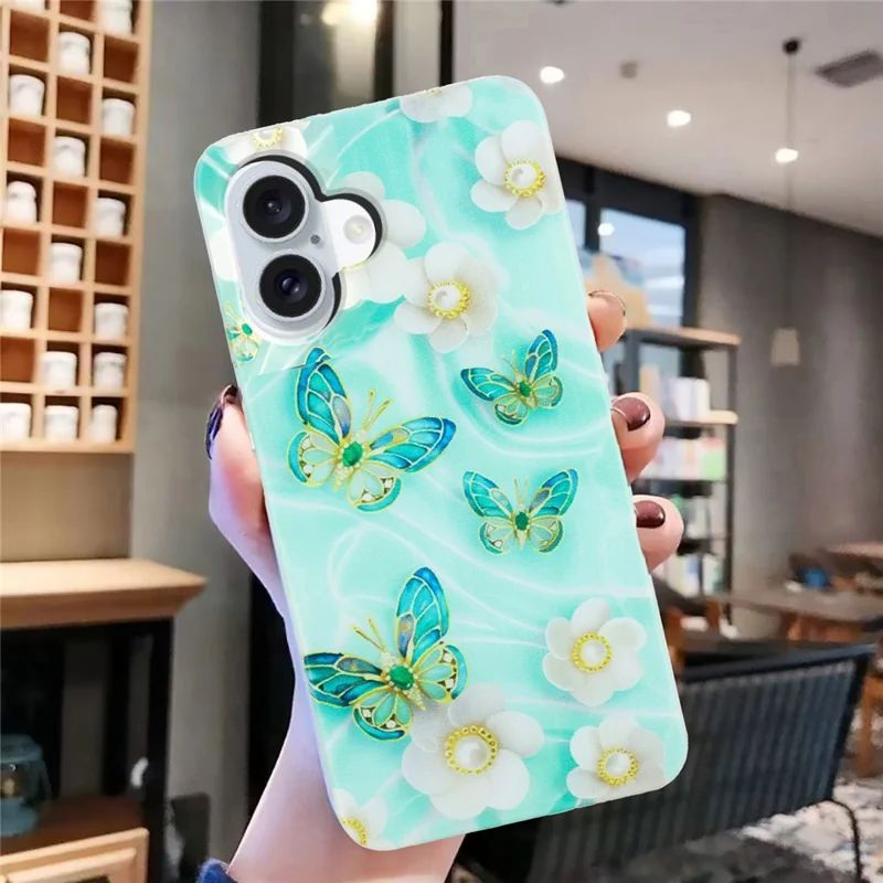 For iPhone 17 Case Soft TPU Phone Back Cover Pattern Printing - Butterfly Flower