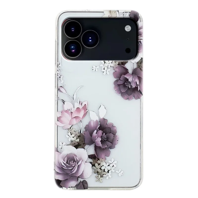 Cover per iPhone 17 Pro in TPU Morbido con Stampa - Peonia Viola