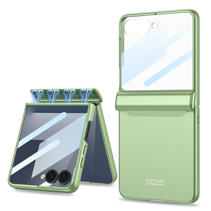 Capa GKK para Samsung Galaxy Z Flip7 5G com Película Protetora de Tela, Proteção de Dobradiça Magnética - Verde Matcha
