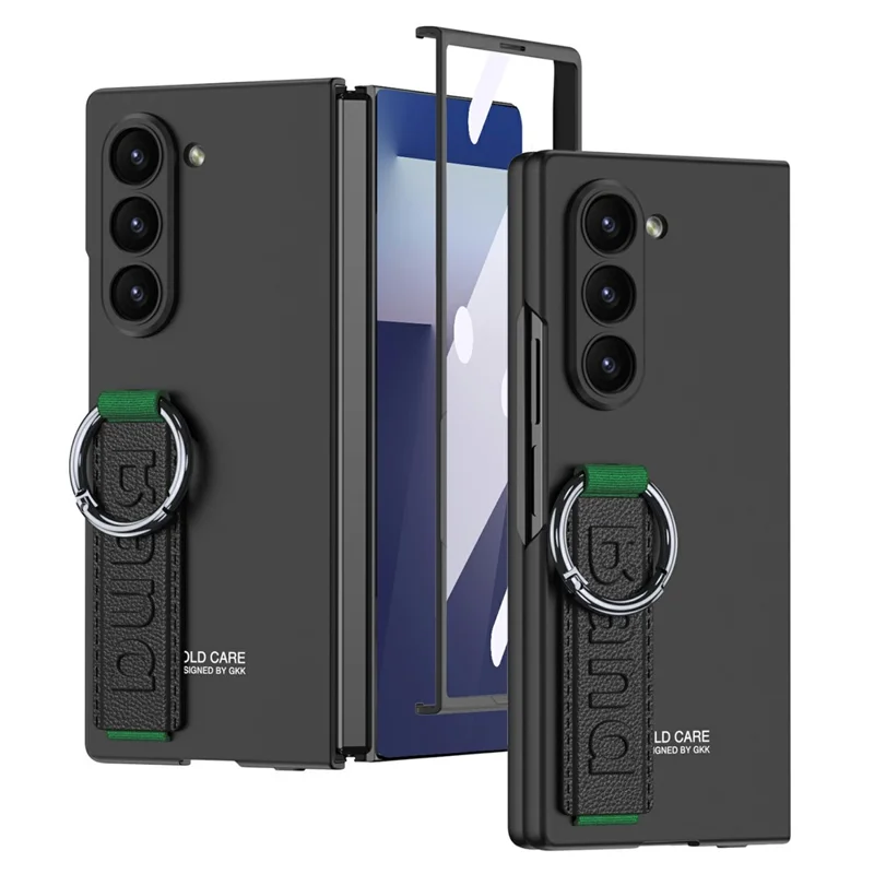 GKK Per Samsung Galaxy Z Fold7 5G Cover per Telefono con Cinturino Protettivo e Pellicola Protettiva HD - Nero