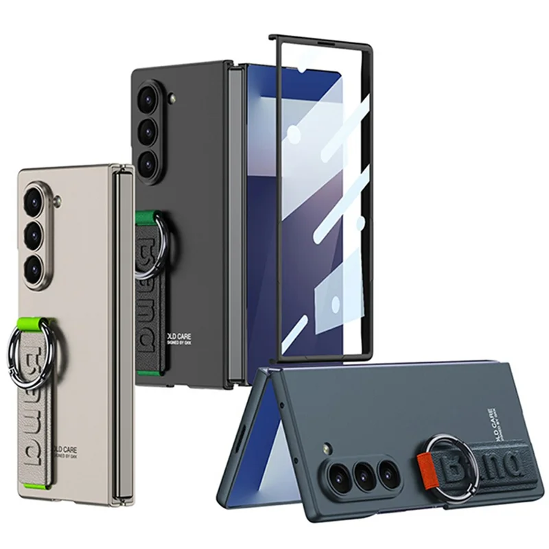 GKK Per Samsung Galaxy Z Fold7 5G Cover per Telefono con Cinturino Protettivo e Pellicola Protettiva HD - Nero