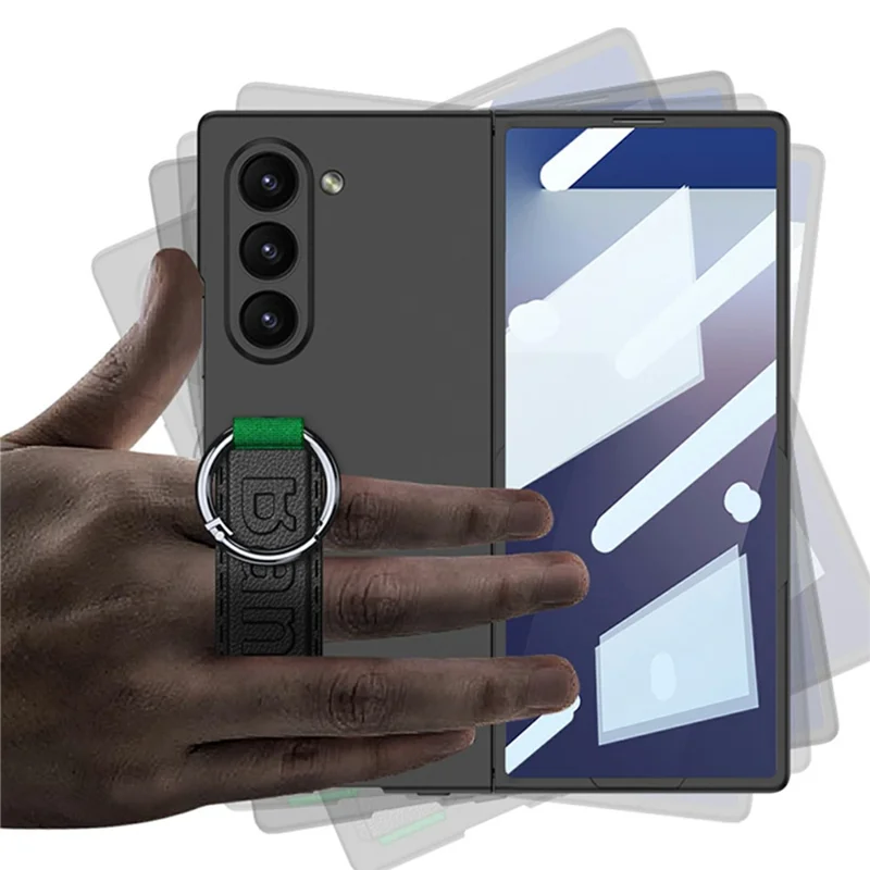 GKK Per Samsung Galaxy Z Fold7 5G Cover per Telefono con Cinturino Protettivo e Pellicola Protettiva HD - Nero