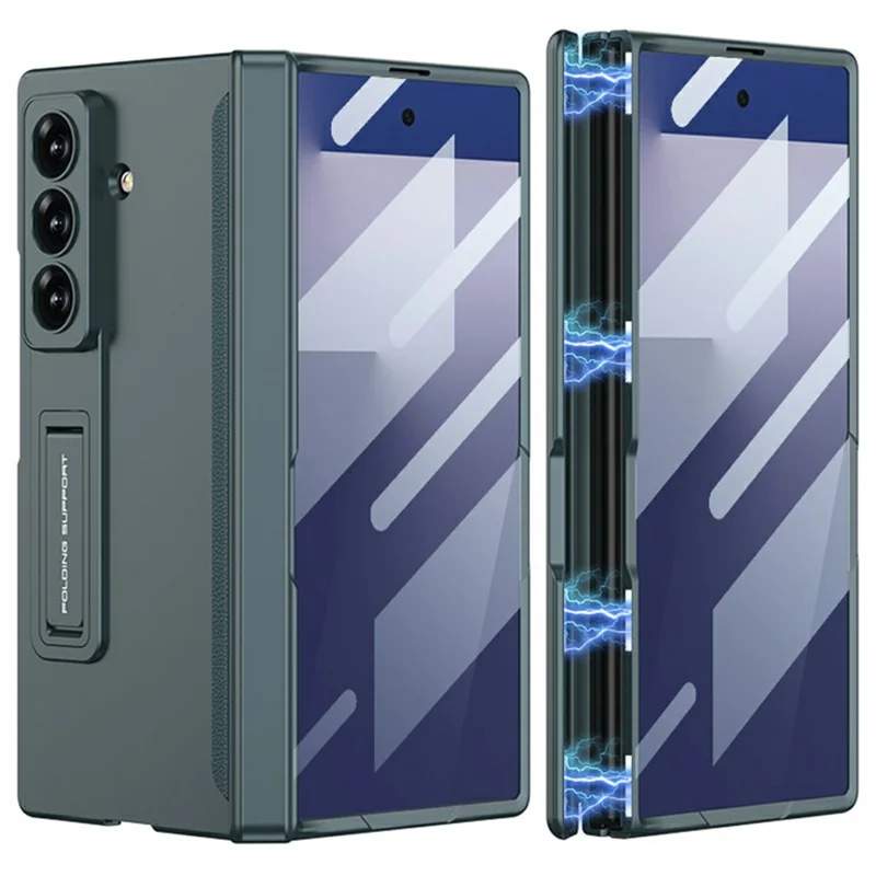 GKK For Samsung Galaxy Z Fold7 5G Case with Clear Screen Film Magnetic Hinge Kickstand Phone Cover - Green