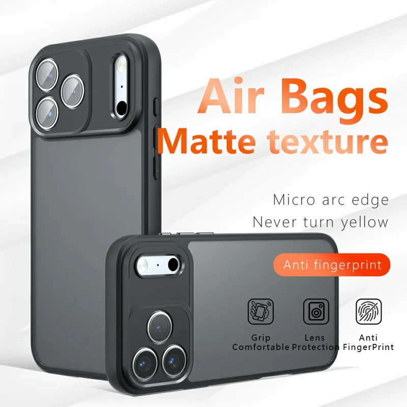 For iPhone 17 Pro Case Skin-Touch TPU + PC Matte Phone Shell, Transparent Black