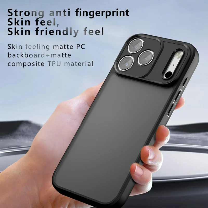 For iPhone 17 Pro Case Skin-Touch TPU + PC Matte Phone Shell, Transparent Black