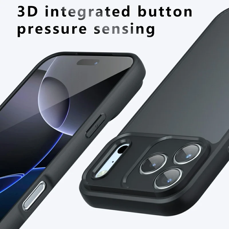 For iPhone 17 Pro Case Skin-Touch TPU + PC Matte Phone Shell, Transparent Black