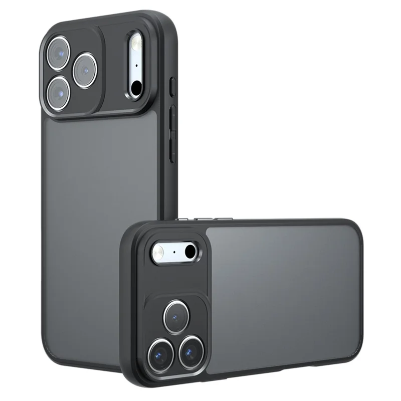 For iPhone 17 Pro Max Case Skin-Touch TPU + PC Matte Phone Back Cover, Transparent Black