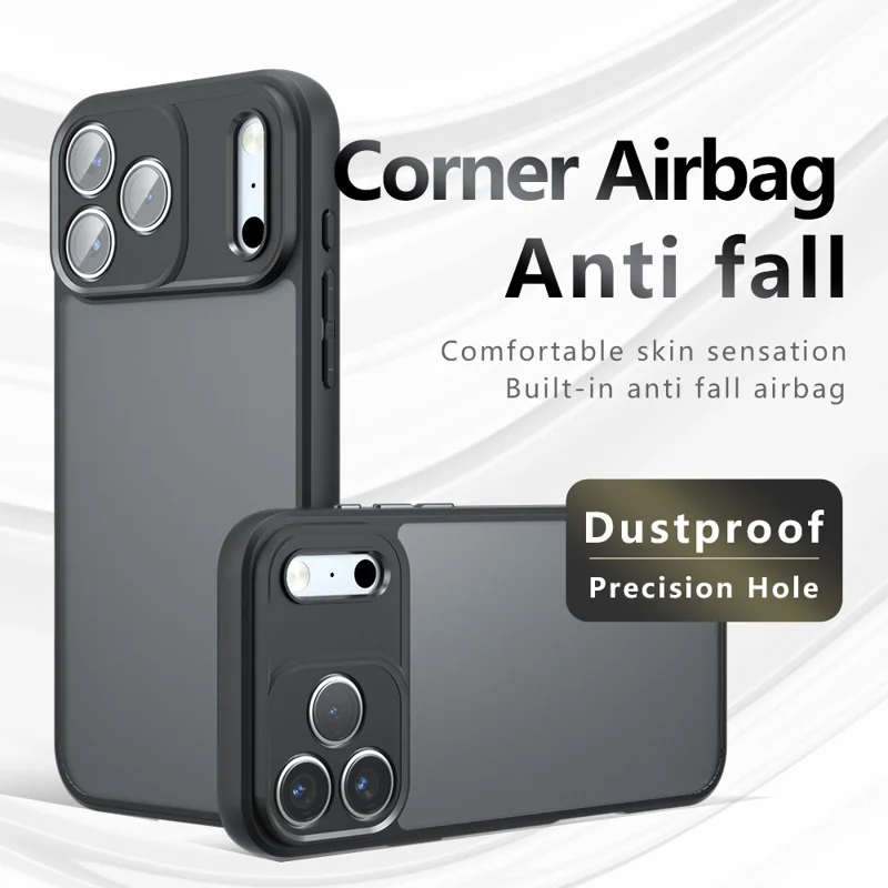 For iPhone 17 Pro Max Case Skin-Touch TPU + PC Matte Phone Back Cover, Transparent Black