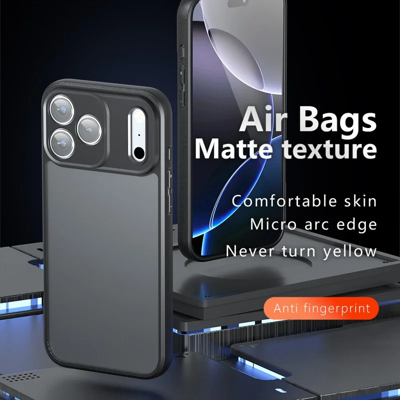 For iPhone 17 Pro Max Case Skin-Touch TPU + PC Matte Phone Back Cover, Transparent Black