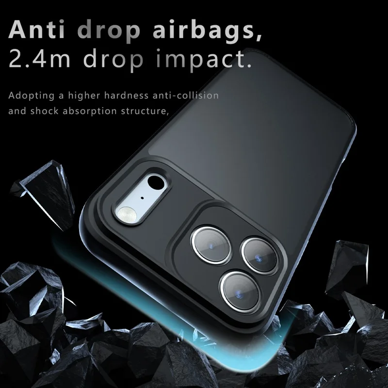 For iPhone 17 Pro Max Case Skin-Touch TPU + PC Matte Phone Back Cover, Transparent Black