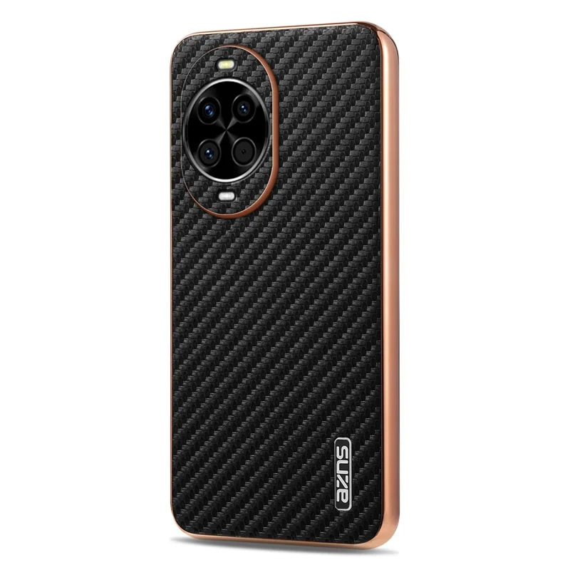 AZNS For Huawei nova 14 5G Case Electroplating Carbon Fiber Texture PU + TPU Phone Cover - Black