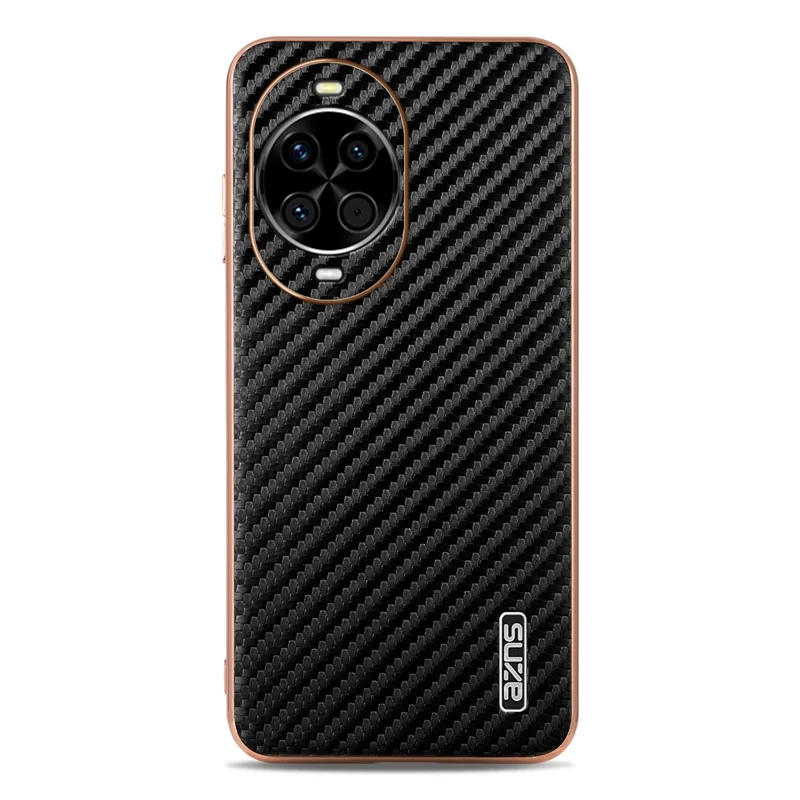 AZNS For Huawei nova 14 5G Case Electroplating Carbon Fiber Texture PU + TPU Phone Cover - Black