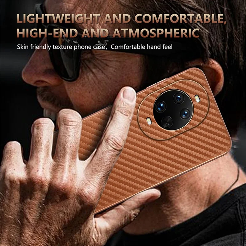 AZNS For Huawei nova 14 Pro 5G Case Electroplating Carbon Fiber Texture PU + TPU Phone Cover - Black